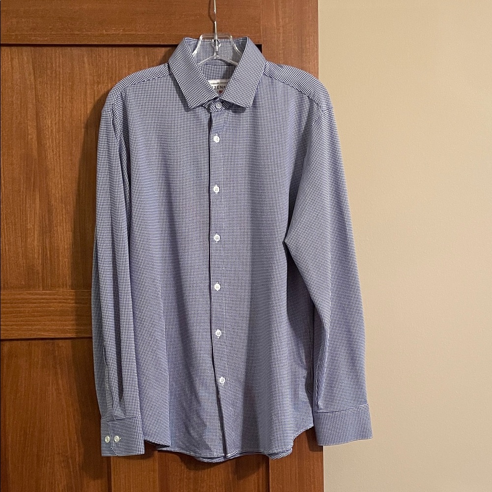Mizzen+Main Blue and White Checkered Dress Shirt